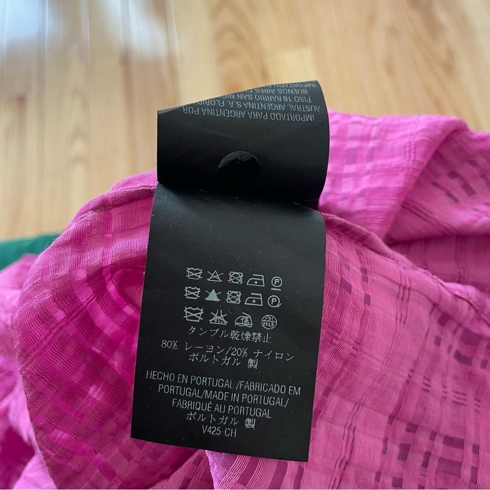 Carolina Herrera Woven Viscose Pink Semi Sheer 3/4 Balloon Sleeve Blouse EUC 4 - Picture 7 of 9